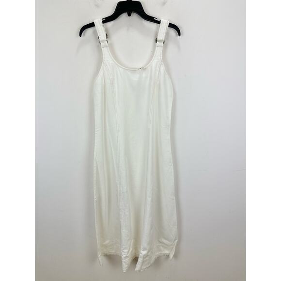 Madewell Denim Scoopneck Midi Dress Pure White Wash A Line Minimalist Medium NWT - Picture 7 of 15